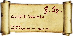 Zaják Szilvia névjegykártya